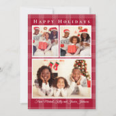 ハッピーホリデー3枚の写真コラージュ赤いバッファロープライド シーズンカード (正面)
