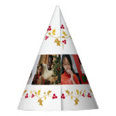 ハッピーホリデー5枚の写真ホリーとベリー白 パーティーハット (裏面)