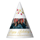 ハッピーホリデー5枚の写真ホリーとベリー白 パーティーハット (正面)