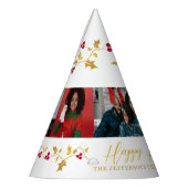 ハッピーホリデー5枚の写真ホリーとベリー白 パーティーハット (左)