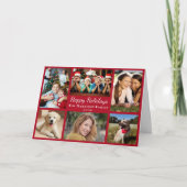 ハッピーホリデー6フォトコラージレッドクリスマス シーズンカード (正面)