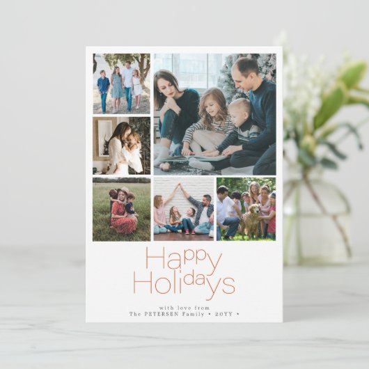 ハッピーホリデー6枚フォトコラージュモダン シーズンカード (スタンド正面)