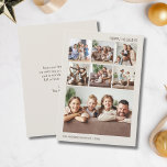 ハッピーホリデー7ファミリーフォトコラージクリスマス シーズンカード<br><div class="desc">この祝ミニマシンプルリストファミリー写真コラージュのホリデーカードを使用して優雅なシーズン。前面に7枚のお気に入りの家族の写真と背面にカスタムの宇宙が入ったデザインで、このカードはスタイルと個人の魅力モダンを融合させた。暖かい休暇の願いを送り、最も大切な思い出を披露するのに最適な方法。クリスマスの挨拶を求めて清潔で時代を超越した顔を持つ家族に最適。</div>