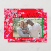 ハッピーホリデー - あなたの写真とパーソナライズされたメッセージ シーズンカード (正面/裏面)