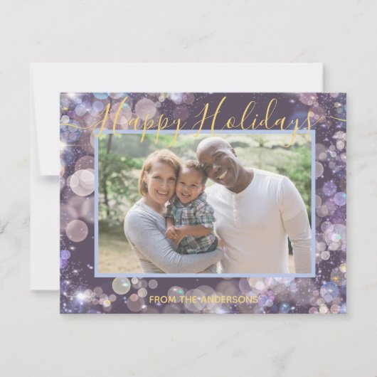 ハッピーホリデー - あなたの写真とパーソナライズされたメッセージ シーズンカード (正面)