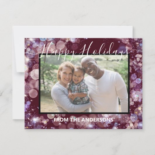 ハッピーホリデー - あなたの写真とパーソナライズされたメッセージ シーズンカード (正面)