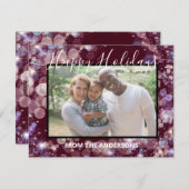 ハッピーホリデー - あなたの写真とパーソナライズされたメッセージ シーズンカード (正面/裏面)