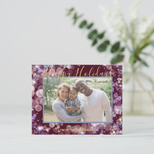 ハッピーホリデー - あなたの写真とパーソナライズされたメッセージ シーズンカード (スタンド正面)