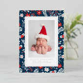 ハッピーホリデー | あなたの写真を追加して 箔シーズンカード (立ち正面)