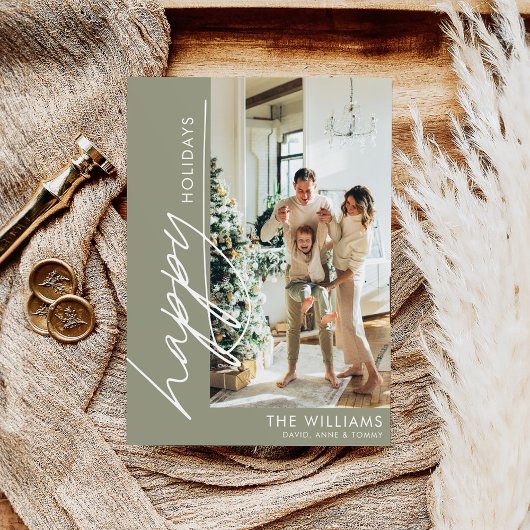 ハッピーホリデー おしゃれ モダン フォト シーズンカード