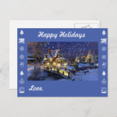 ハッピーホリデー - お名前を入れてオリジナルギフト シーズンポストカード (正面/裏面)