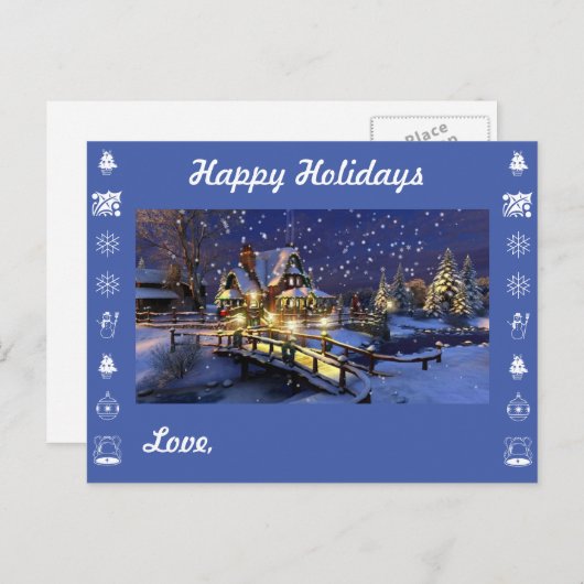 ハッピーホリデー - お名前を入れてオリジナルギフト シーズンポストカード (正面/裏面)