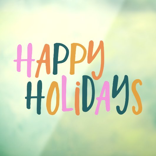 ハッピーホリデー |かわいいカラフルよくはしゃぐタイポグラフィ ウィンドウサイン (シート3)