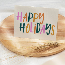 ハッピーホリデー |かわいいカラフルよくはしゃぐタイポグラフィ シーズンカード