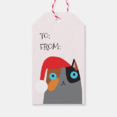 ハッピーホリデー – かわいいクリスマスサンタキャットマンガ ギフトタグ (裏面)