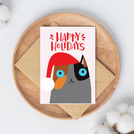 ハッピーホリデー – かわいいクリスマスサンタキャットマンガ シーズンポストカード