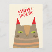 ハッピーホリデー – かわいいクリスマスサンタキャットマンガ シーズンポストカード (正面)