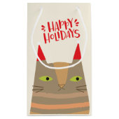 ハッピーホリデー – かわいいクリスマスサンタキャットマンガ スモールペーパーバッグ (裏面)