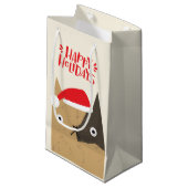 ハッピーホリデー – かわいいクリスマスサンタキャットマンガ スモールペーパーバッグ (正面アングル)