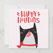 ハッピーホリデー – かわいいクリスマス猫の漫画 シーズンカード (正面)