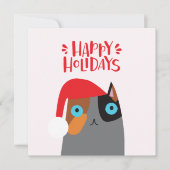 ハッピーホリデー – かわいいクリスマス猫の漫画 シーズンカード (正面)