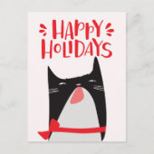 ハッピーホリデー – かわいいクリスマス猫の漫画 シーズンポストカード (正面)