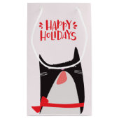 ハッピーホリデー – かわいいクリスマス猫の漫画 スモールペーパーバッグ (裏面)