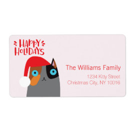 ハッピーホリデー – かわいいクリスマス猫の漫画 ラベル