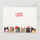 ハッピーホリデー!かわいいサンタキャットマンガのクリスマス シーズンポストカード (正面)