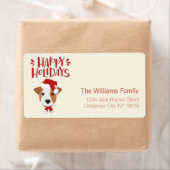 ハッピーホリデー – かわいいサンタジャックラッセルクリスマス ラベル (インサイチュ)