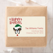 ハッピーホリデー – かわいいサンタボクサー – クリスマス ラベル (インサイチュ)