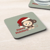 ハッピーホリデー！かわいいサンタモンキー コースター (左側)