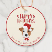 ハッピーホリデー – かわいいジャックラッセルクリスマス フェイバータグ (正面)