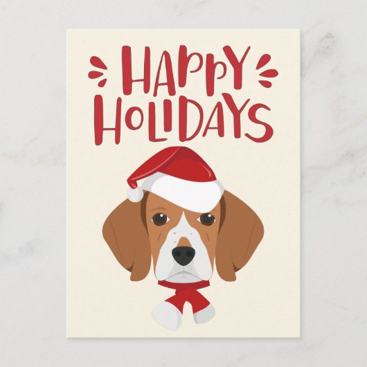 ハッピーホリデー – かわいいビーグルクリスマス ポストカード (正面)