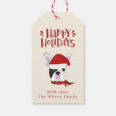 ハッピーホリデー – かわいいブフランスのルドッグクリスマス ギフトタグ (裏面)