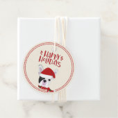 ハッピーホリデー – かわいいブフランスのルドッグクリスマス フェイバータグ (インサイチュ)