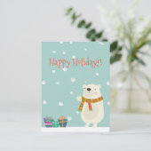 ハッピーホリデー!かわいいホッキョクグマのクリスマス ポストカード (スタンド正面)