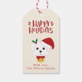 ハッピーホリデー – かわいいマルチーズドッグクリスマス ギフトタグ (裏面)