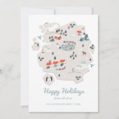 ハッピーホリデー。かわいい冬の地図。クリスマスペンギン シーズンカード (正面)