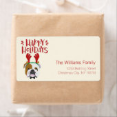 ハッピーホリデー – かわいい英語のブルドッグ – クリスマス ラベル (インサイチュ)