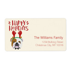 ハッピーホリデー – かわいい英語のブルドッグ – クリスマス ラベル
