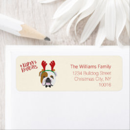 ハッピーホリデー – かわいい英語のブルドッグ – クリスマス ラベル