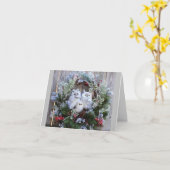 **ハッピーホリデー**は、美しいフクロウのペアを言う カード (黄色い花)