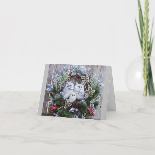 **ハッピーホリデー**は、美しいフクロウのペアを言う カード (正面)