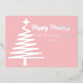 ハッピーホリデー ウォームピンクツリー 箔シーズンカード (正面)