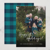 ハッピーホリデー | エレガントなバイソン柄の写真 シーズンカード (正面/裏面)