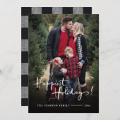 ハッピーホリデー | エレガントなバイソン柄の写真 シーズンカード (正面/裏面)