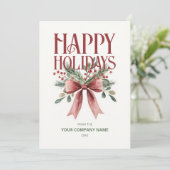 ハッピーホリデー エレガント ウォーターカラー リボン 法人 シーズンカード (スタンド正面)
