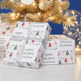 ハッピーホリデー オリジナル 名前 クリスマス ラッピングペーパー
