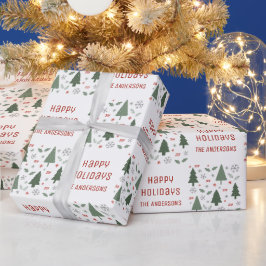 ハッピーホリデー オリジナル 名前 クリスマス ラッピングペーパー